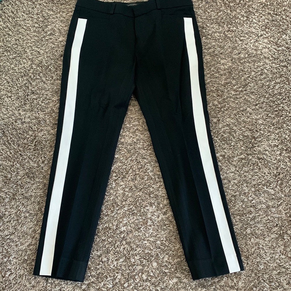 Banana Republic Black & White Stripe/Tuxedo Ankle Pant